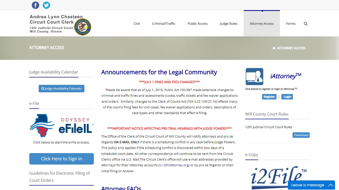 Attorney Access - The Will County Circuit Court Clerk